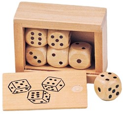 Goki dobbelstenen set hout in houten kistje spel