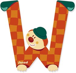 Janod Holzbuchstabe W - Clown Dekoration für Kinderzimmer