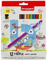 Bruynzeel kleurpotloden set triple grip 12 stuks met slijper