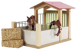 Pferdebox Spielzeug Kids Globe rosa Maßstab 1:24 Holzstall