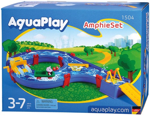 Aquaplay Wasserbahn Amphie Set - mit Nilpferd Wilma - 88x50x13cm-3