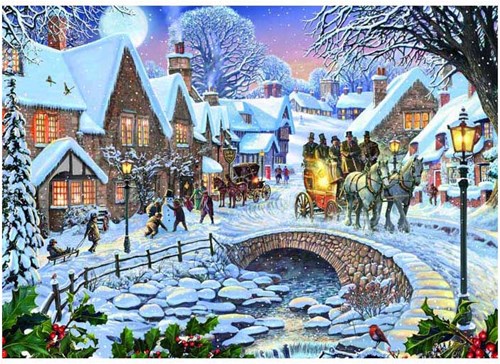 Rebo legpuzzel winterdorp 1000 stukjes puzzel sneeuw karton-2