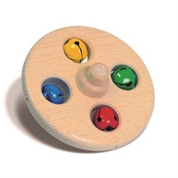 nic houten bellenschijf multicolor - knikkerbaan accessoire 10 cm