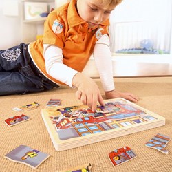 Beleduc houten puzzel brandweer - educatief speelgoed - lagenpuzzel