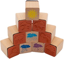 Eduplay houten weerstempels set - speelgoed knutselset 10 stuks
