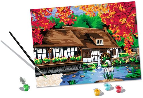 Ravensburger Malen nach Zahlen Set - CreArt Mühle am Blautopf Malset-3