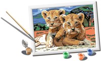 Ravensburger schilderen op nummer - CreArt Kleine Leeuwenwelpjes schilderpakket-3