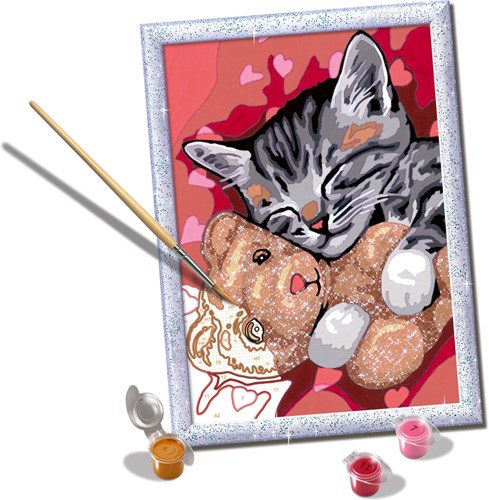 Ravensburger Malen nach Zahlen CreArt - friedliches Kätzchen Malset-3