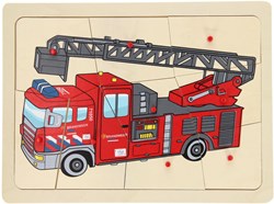 Playwood Houten Brandweer Noppenpuzzel - Educatief Speelgoed Motoriek