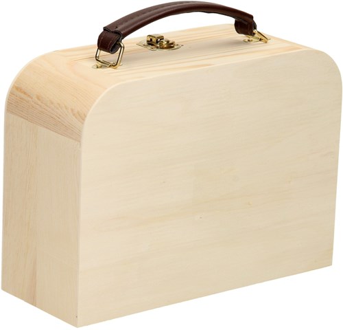 Playwood Holzköfferchen mit Ledergriff und goldener Verschluss Aufbewahrungsbox-3