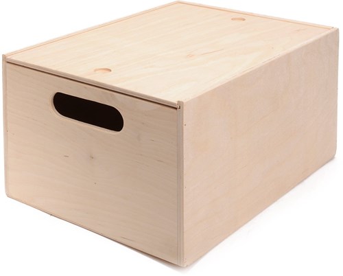 Playwood Holz Aufbewahrungskiste Spielzeugkiste mit Schiebedeckel und Griffen
