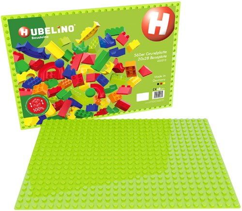 Hubelino bouwplaat groen 560 noppen - grote basisplaat knikkerbaan