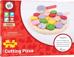 BigJigs Holz Pizza Spielset mit Schneider - 26-teiliges Spielzeugset