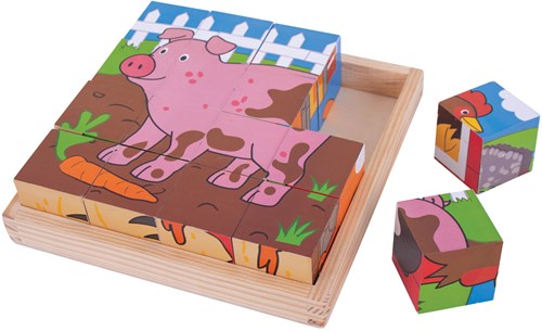 Bigjigs Boerderij Kubus Puzzel