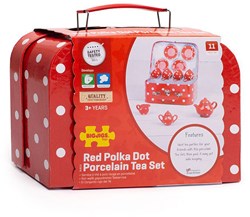 BigJigs Teeservice Porzellan rot mit Punkten Spielset