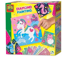 Ses Diamond Painting Bastelset fröhliche Tiere - 4 Karten - 1440 Steine