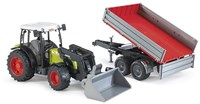 Bruder Traktor Claas Nectis 267 F mit Frontlader und Kippanhänger Spielzeug-3