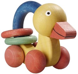nic houten grijpspeelgoed eend biologisch multicolor baby