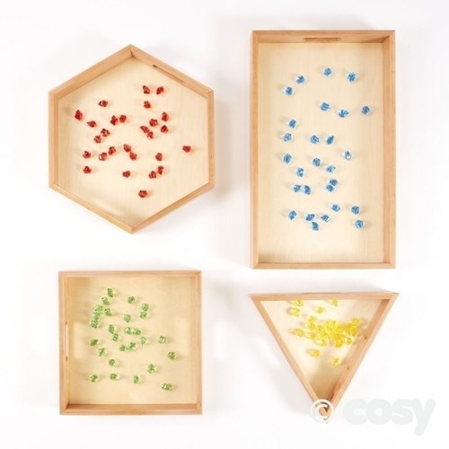 Cosy Holz Mathematik Formen Tablett Set 4-teilig Lernspielzeug-2