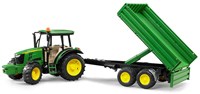 Bruder John Deere 5115M tractor met aanhanger speelgoed 1:16