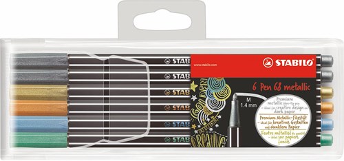 STABILO metallic viltstiften etui 6 stuks - Pen 68 voor creatief tekenen