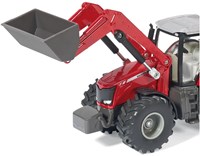 Siku Massey Ferguson Traktor Spielzeug mit Frontlader 1:50 rot Metall-3