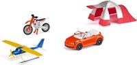 Siku speelgoed giftset vrije tijd voertuigenset met cabrio, motor, vliegtuig en tent-2