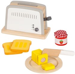 Goki Holz Toaster - Frühstücksset Spielzeug 10-teilig FSC