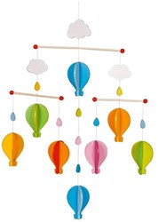 Goki Mobiel - Houten baby mobiel luchtballonnen multicolor