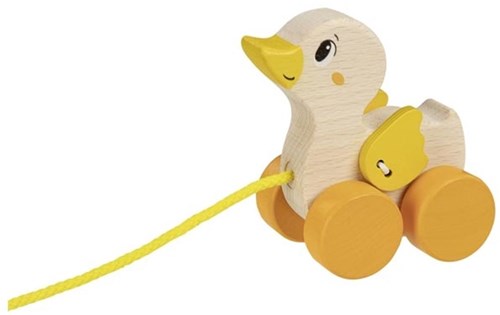 Goki houten trekdier - eend - educatief speelgoed - multicolor