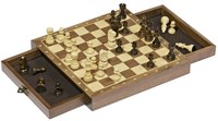 Goki Magnetisch schaakspel houten bord met opberglade