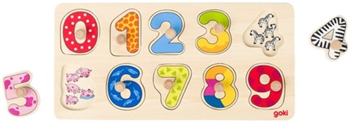 Goki Holzpuzzle Zahlen lernen - pädagogisches Spielzeug für Kleinkinder