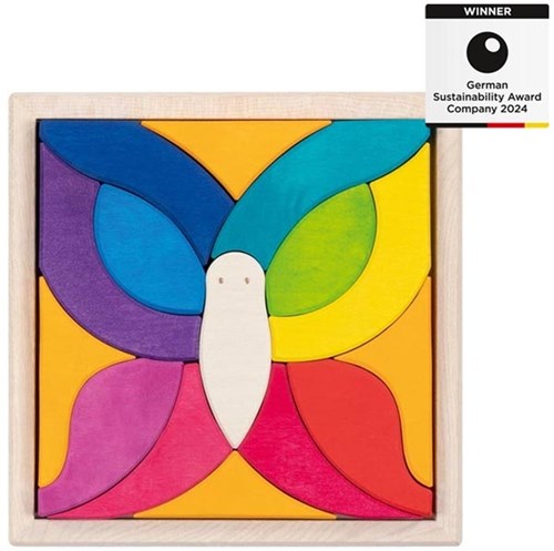 Goki Holzpuzzle Schmetterling Mosaik bunt Montessori Spielzeug