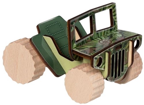 Goki Bausatz Geländewagen - Holzspielzeug Baukasten Set