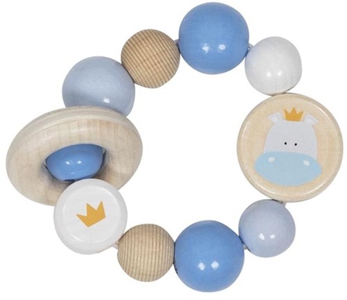 Goki Beißring - Holz Babyspielzeug Nilpferd bunt