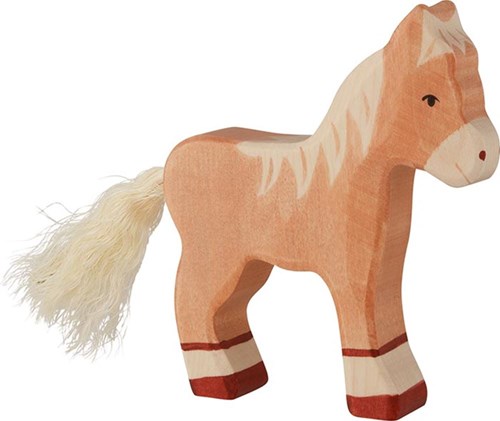 Holztiger Holzfohlen hellbraun - Holz Spielfigur Pferd