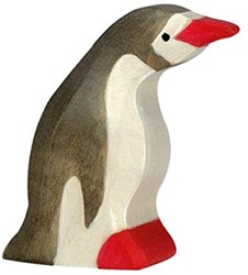 Holztiger houten pinguïn speelfiguur klein hoofd vooruit
