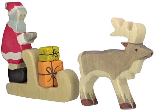 Holztiger houten kerstman speelfiguur kerstdecoratie-2