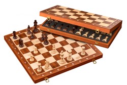 Philos schaakspel houten schaakkassette De Luxe 50 mm veld 90 mm koning