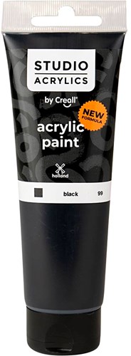 Creall Acrylfarbe schwarze Bastelfarbe 120ml - schnell trocknend und deckend