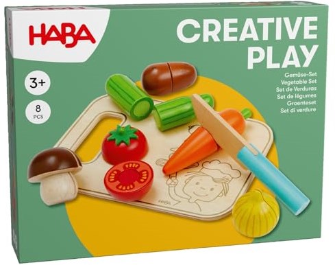Haba speelgoed groenteset met snijplank en mes - houten speelkeuken