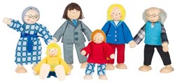Goki poppenhuis buigpoppen City familie houten speelgoed