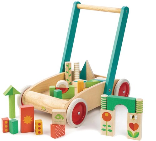 Tender Leaf Holz-Gehhilfe - Lauflernwagen mit Bausteinen für Kleinkinder-3