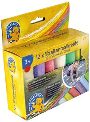 Pustefix stoepkrijt - kleurrijke krijtjes voor buitenplezier - 12 stuks