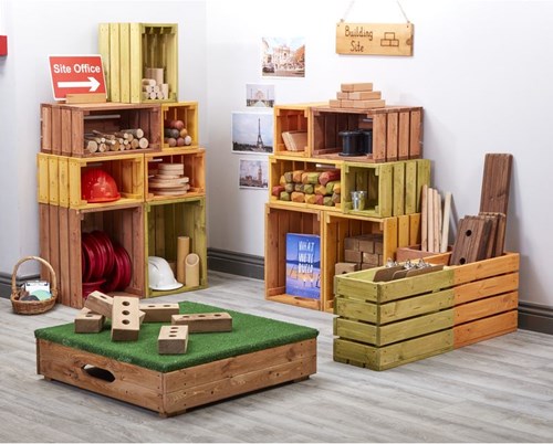 Cosy grote gekleurde kratten opslag stoelen KS1 houten zitkratten