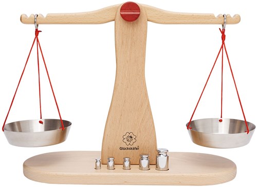 nic houten speelgoed weegschaal met 5 gewichten - educatief balansspel-3