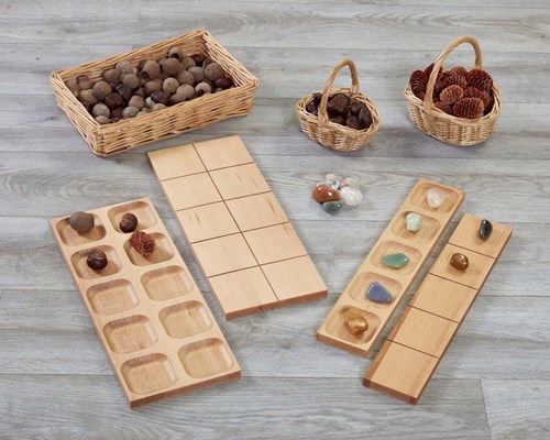 Cosy Holz Lernspielzeug wendbare Fünf- und Zehnrahmen Set 4 Stück