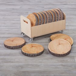 Cosy Houtschijfstijl Kussens en Trolley 16-delige Set