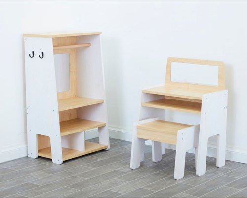 Cosy kaptafel voor kinderen met spiegel en krukje - houten speelgoed-2