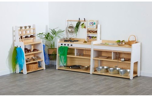 Cosy Kücheninsel Holzspielzeug Küche mit Stauraum für Kinder-2